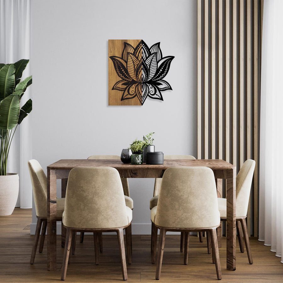 Lotus Metal Ahşap Duvar Panosu - Ahşap