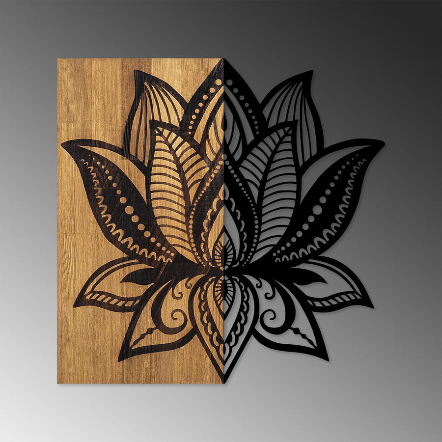 Lotus Metal Ahşap Duvar Panosu - Ahşap