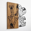 Love Geometrik Metal Ahşap Duvar Panosu - Ahşap