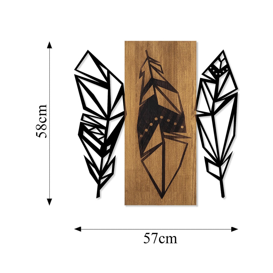 Geometrik Tüy Metal Ahşap Duvar Panosu - Ahşap