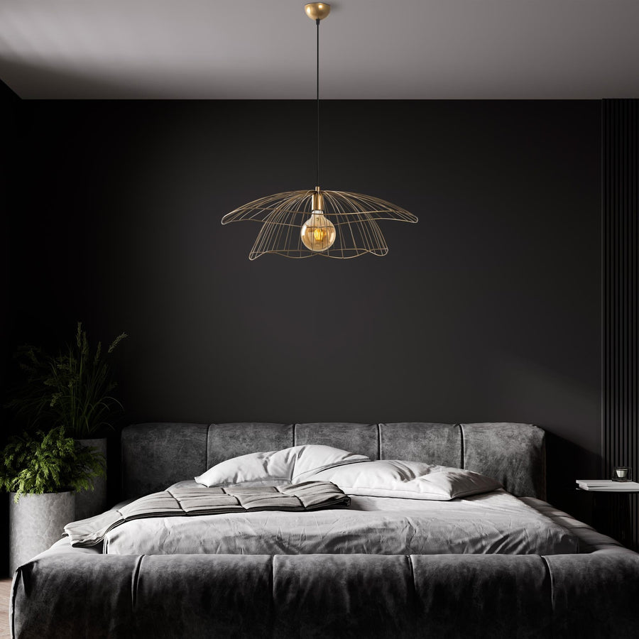 Lotus Tel Metal Tekli Sarkıt Buyuk - Altin