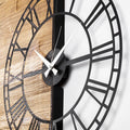 Roma Rakamlı Ahşap Metal Duvar Saati - Kahve