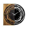 Spiral Dalga Ahşap Metal Duvar Saati - Kahve