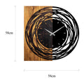 Spiral Dalga Ahşap Metal Duvar Saati - Kahve