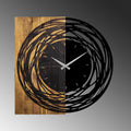 Spiral Dalga Ahşap Metal Duvar Saati - Kahve