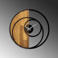 Sarmal Spiral Metal Ahşap Duvar Saati - Ahşap