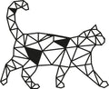 Kedi Geometrik Metal Duvar Panosu - Siyah