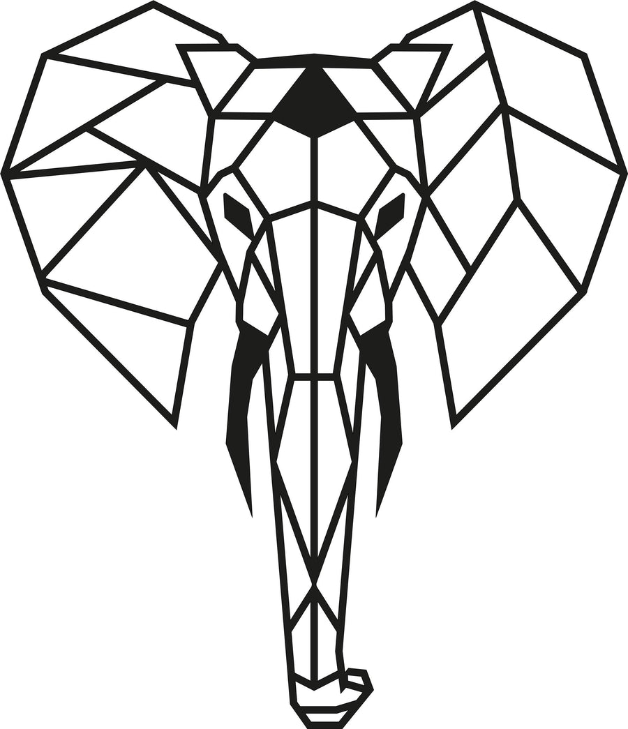 Fil Geometrik Metal Duvar Panosu - Siyah