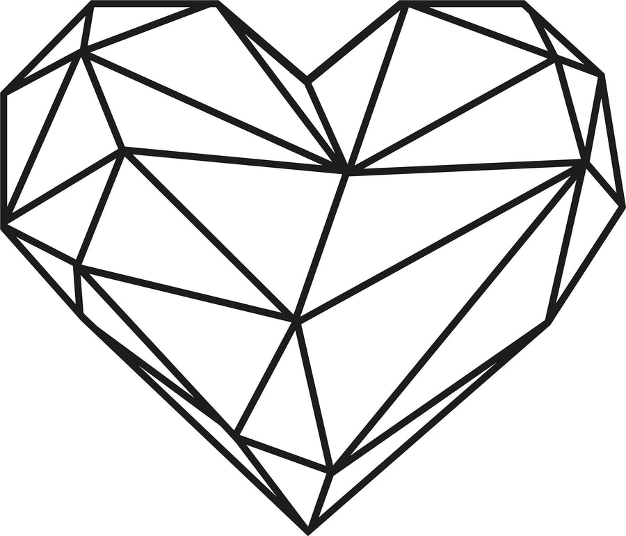 Kalp Geometrik Metal Duvar Panosu - Siyah