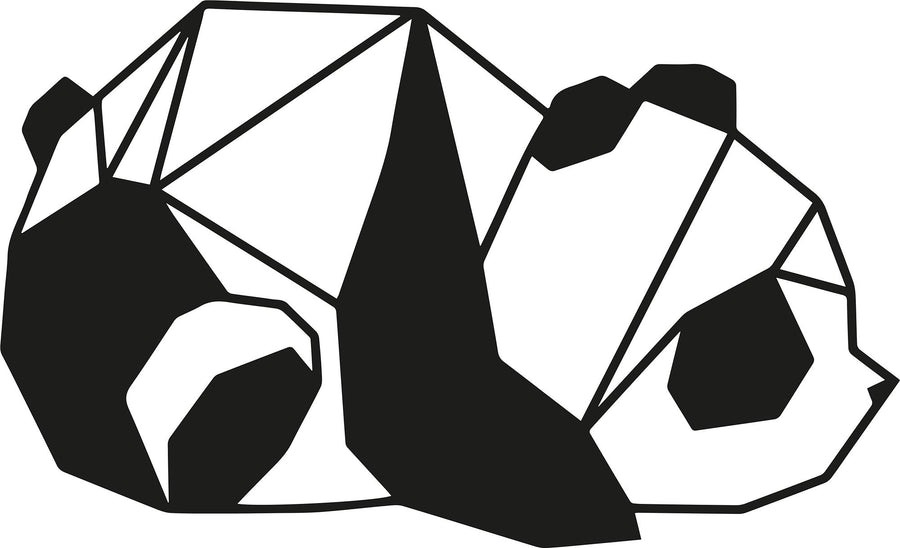 Geometrik Panda Metal Duvar Panosu - Siyah