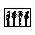 Gitar Kafaları Metal Duvar Panosu - Siyah