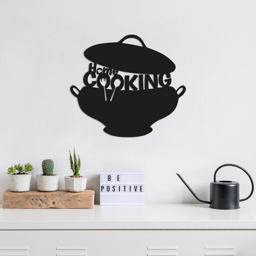 Home Cooking Tencere Metal Duvar Panosu - Siyah
