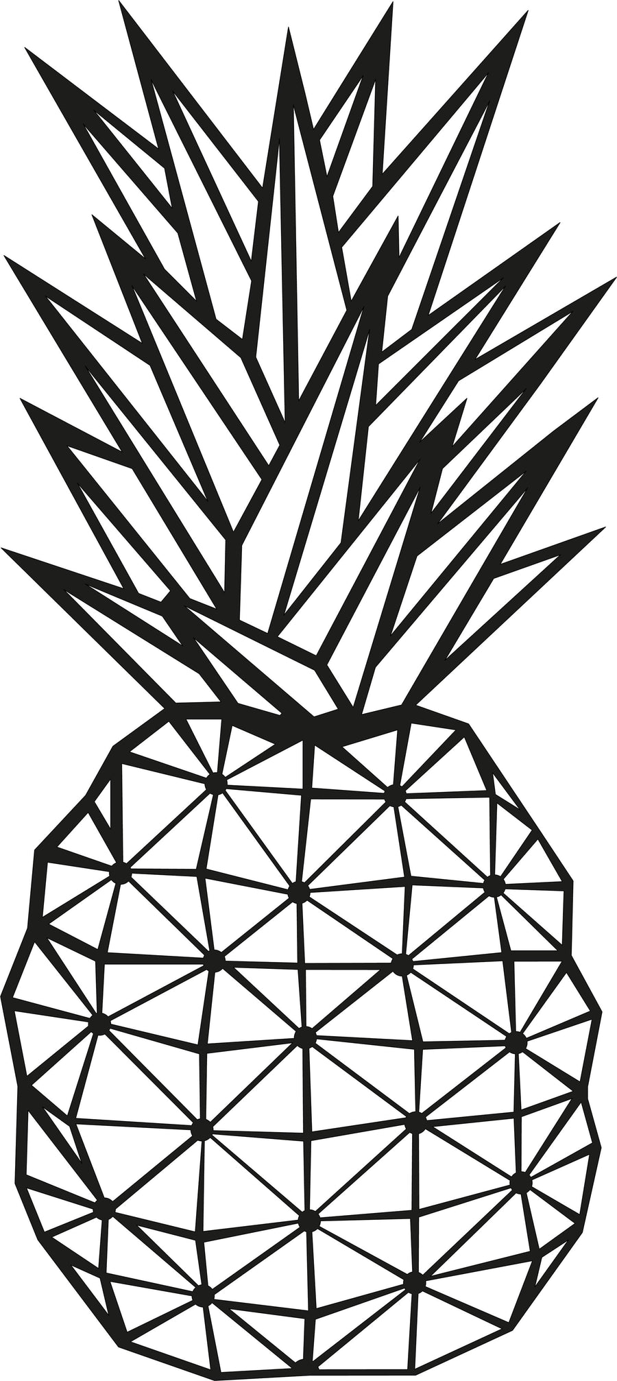 Geometrik Ananas Metal Duvar Panosu - Siyah