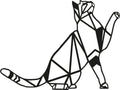 Geometrik Kedi Metal Duvar Panosu - Siyah