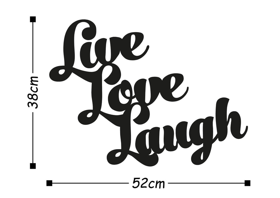 Live Love Laugh Yazılı Metal Duvar Panosu - Siyah