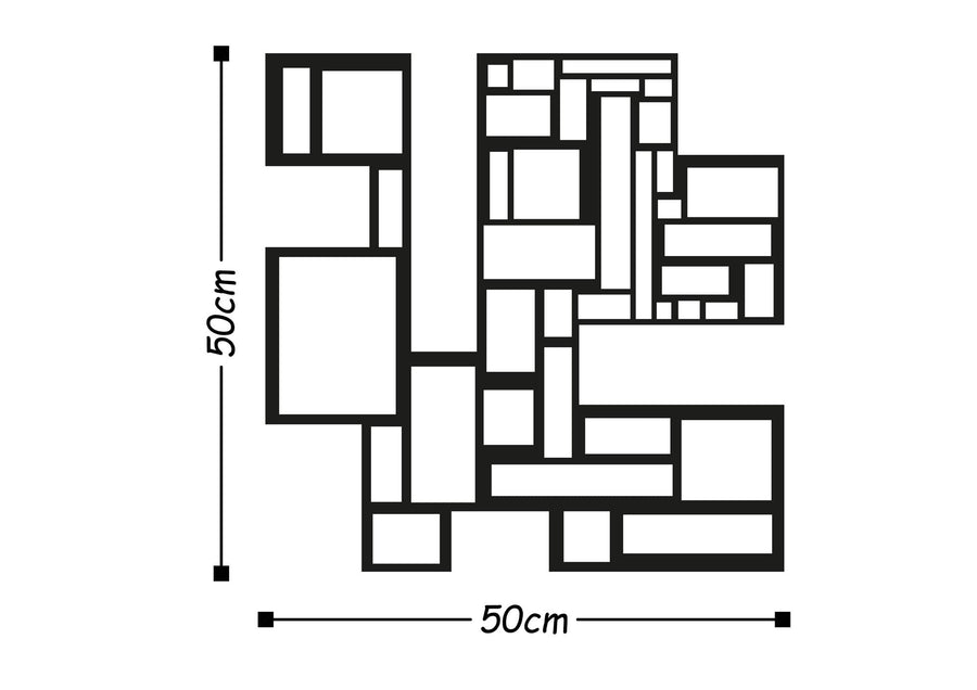 Geometrik Kareler Metal Duvar Panosu - Siyah