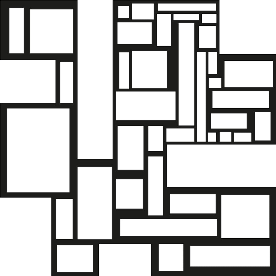 Geometrik Kareler Metal Duvar Panosu - Siyah