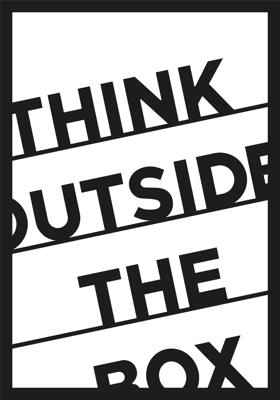 Think Outside The Box Yazili Metal Pano - Siyah