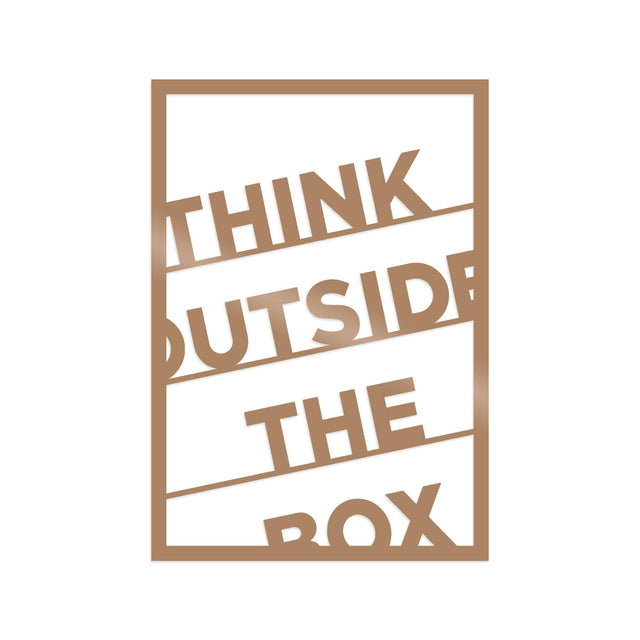 Think Outside The Box Çerçeveli Metal Pano - Bakır