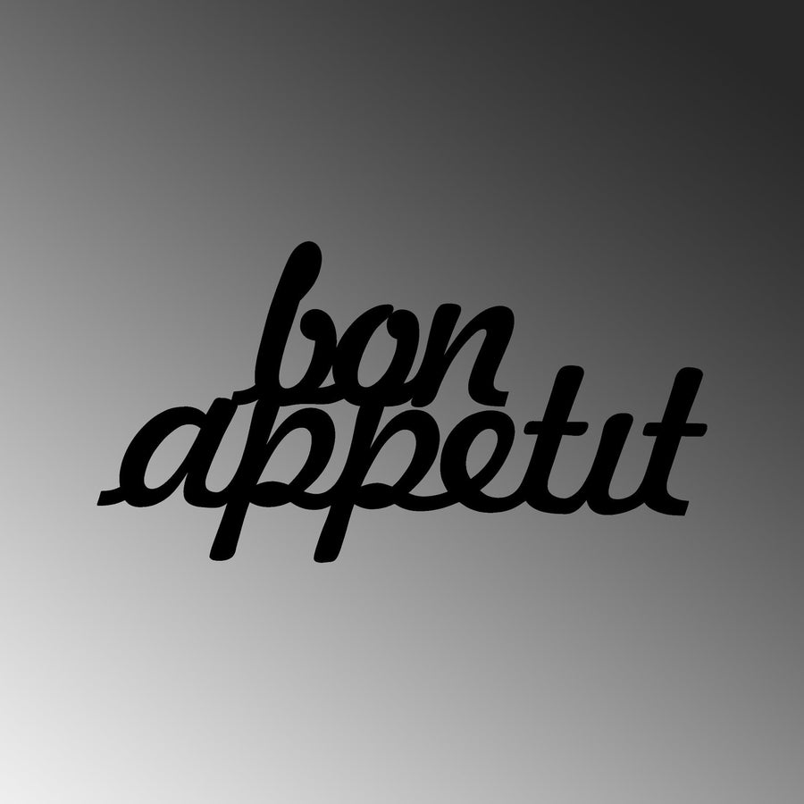 Bon Appetit Yazili Metal Duvar Panosu - Siyah