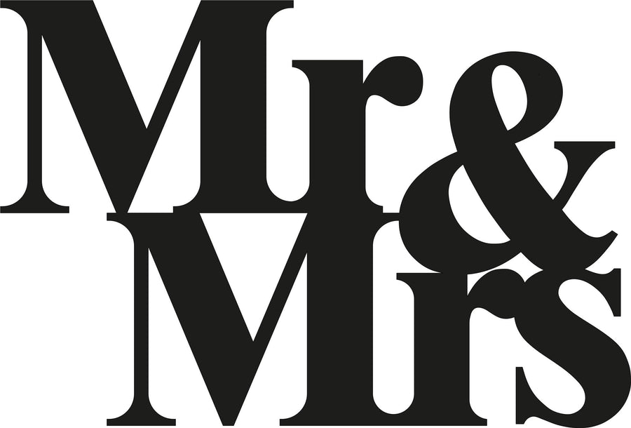 Mr & Mrs Metal Duvar Panosu - Siyah
