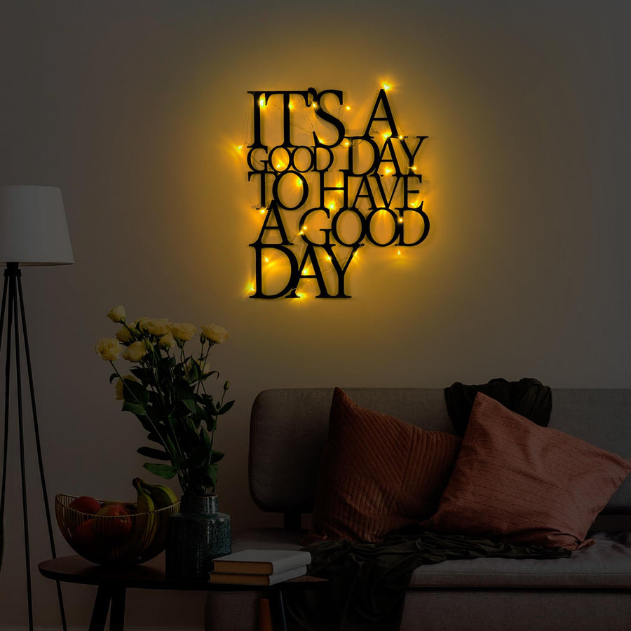Its A Good Day Yazili Metal Duvar Panosu - Siyah