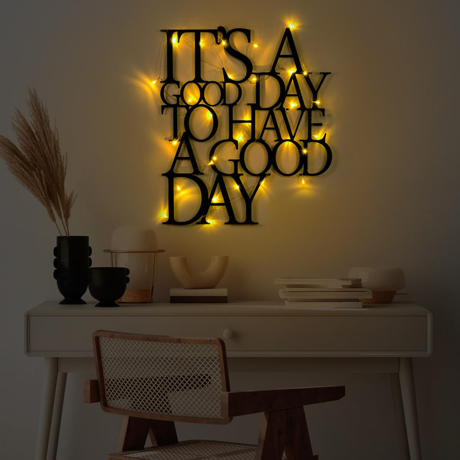 Its A Good Day Yazili Metal Duvar Panosu - Siyah