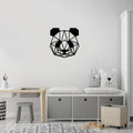 Geometrik Panda Metal Duvar Panosu - Siyah
