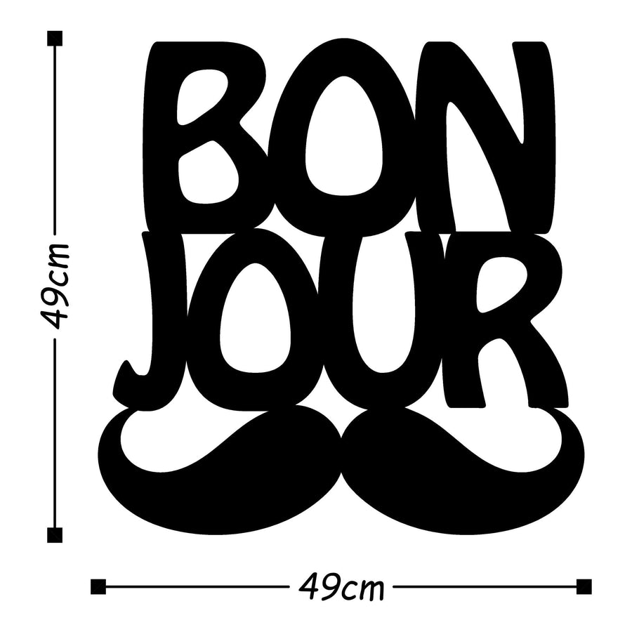 Bonjour Yazili Metal Duvar Panosu - Siyah