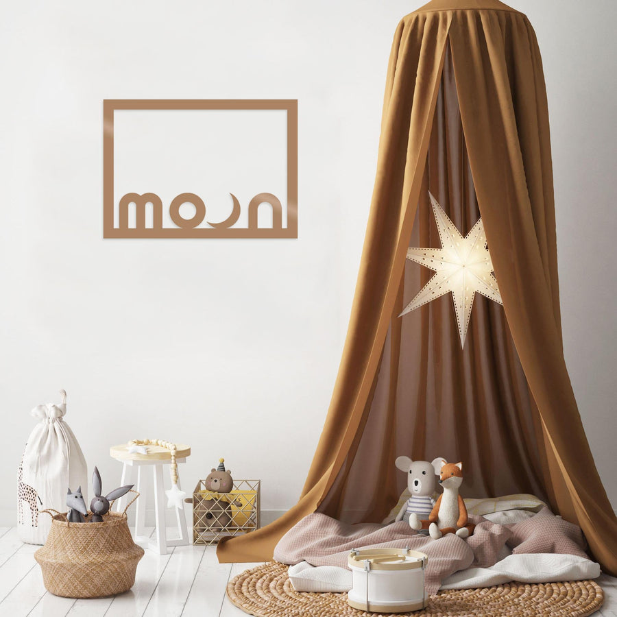 Moon Yazili Metal Duvar Panosu - Bakir