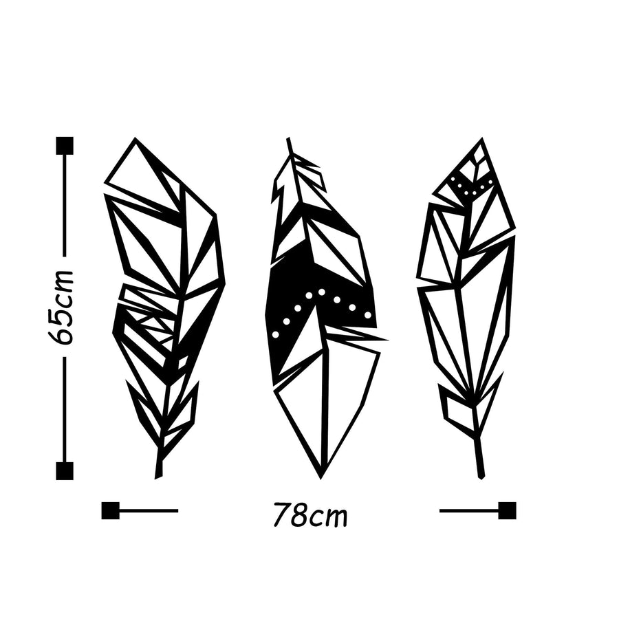 Tüy Geometrik Metal Duvar Panosu - Siyah