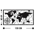 Dünya Haritası Geometrik Metal Duvar Panosu - Siyah