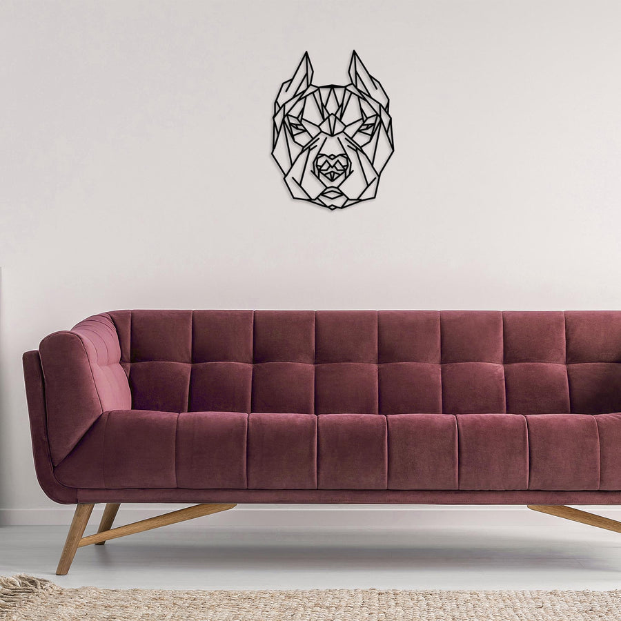 Geometrik Köpek Metal Duvar Panosu - Siyah