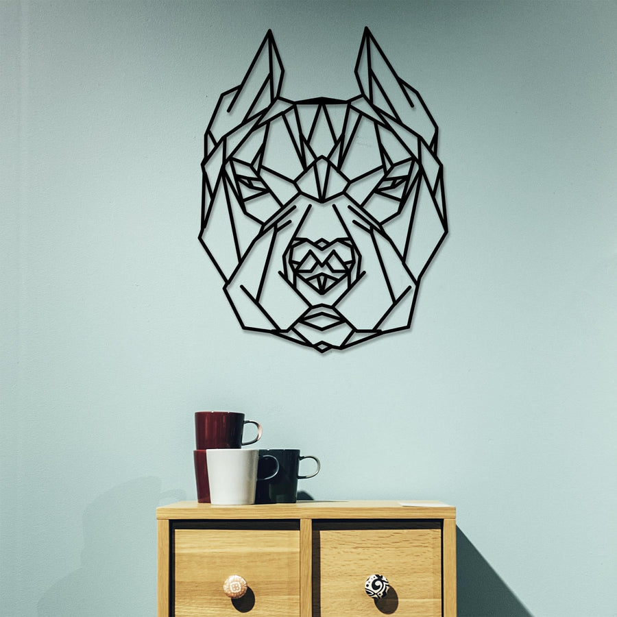 Geometrik Köpek Metal Duvar Panosu - Siyah
