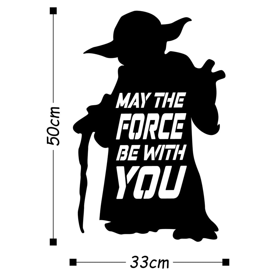 Yoda Silüet Yazılı Metal Duvar Panosu - Siyah