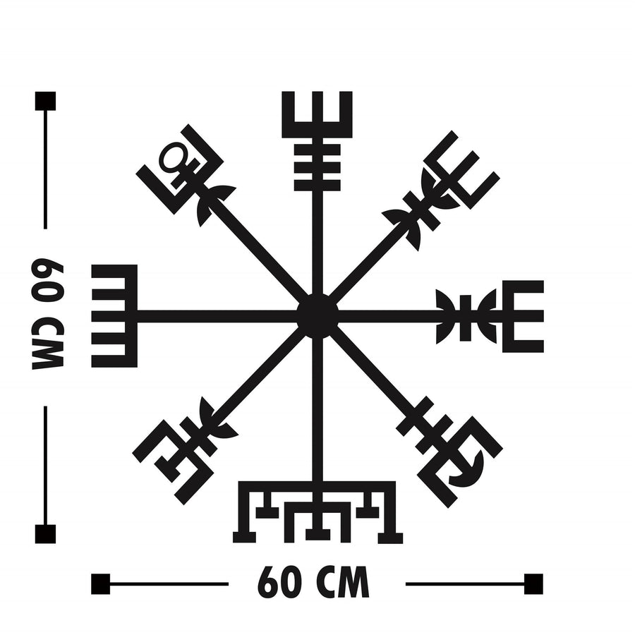 Vegvisir Viking Metal Duvar Panosu - Siyah