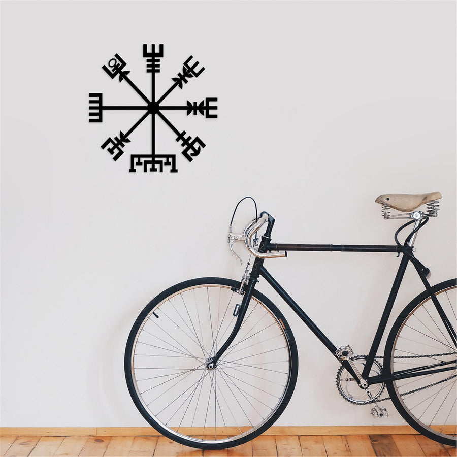 Vegvisir Viking Metal Duvar Panosu - Siyah