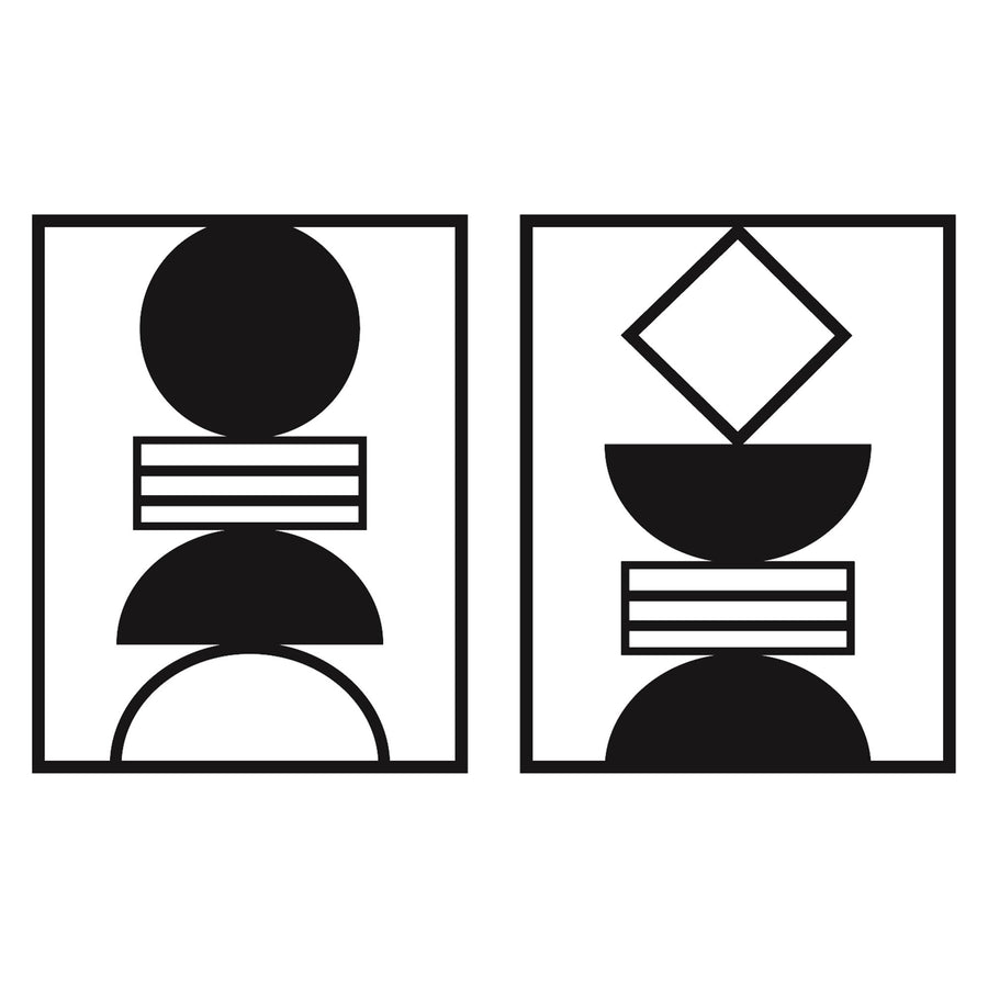 Geometrik Soyut Metal Duvar Panosu - Siyah