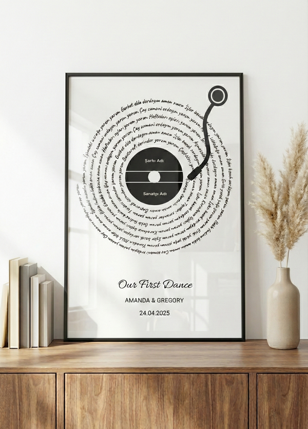 Kişiye Özel Plak Tasarımlı Şarkı Sözü Tablosu