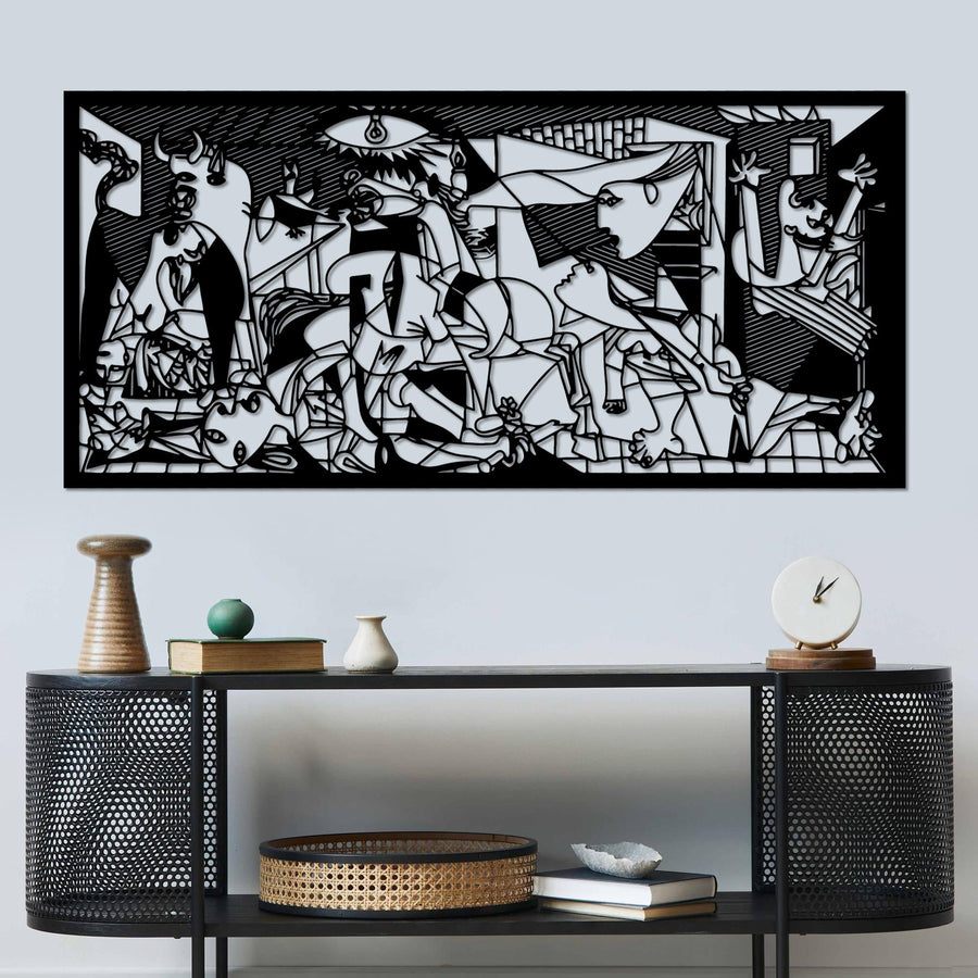 Guernica Kübist Metal Duvar Panosu - Siyah
