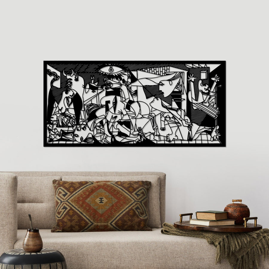 Guernica Kübist Metal Duvar Panosu - Siyah