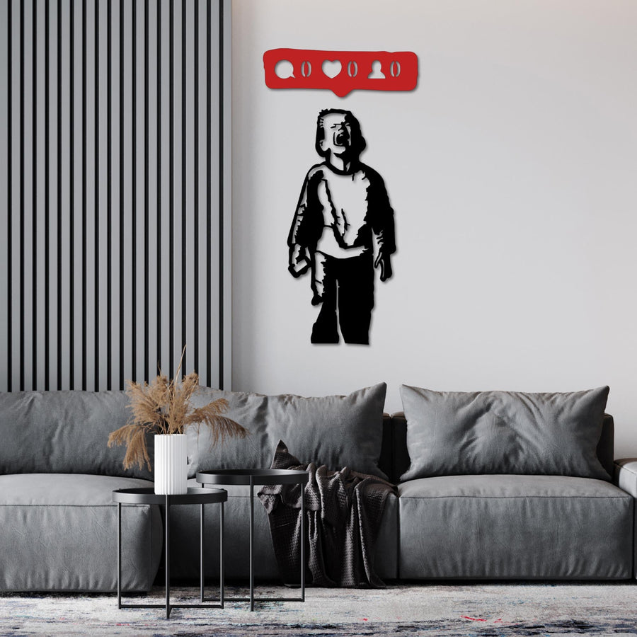Banksy Sosyal Medya Metal Duvar Panosu - Siyah