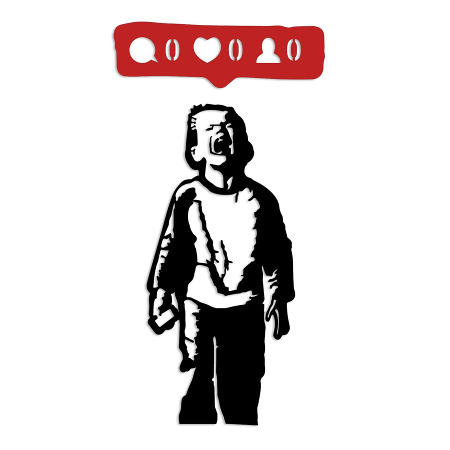 Banksy Sosyal Medya Metal Duvar Panosu - Siyah