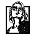 Gozluklu Kadın Pop Art Metal Duvar Panosu - Siyah