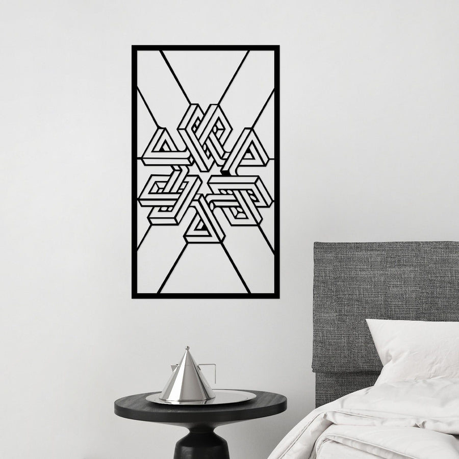 Geometrik Optik Metal Duvar Panosu - Siyah