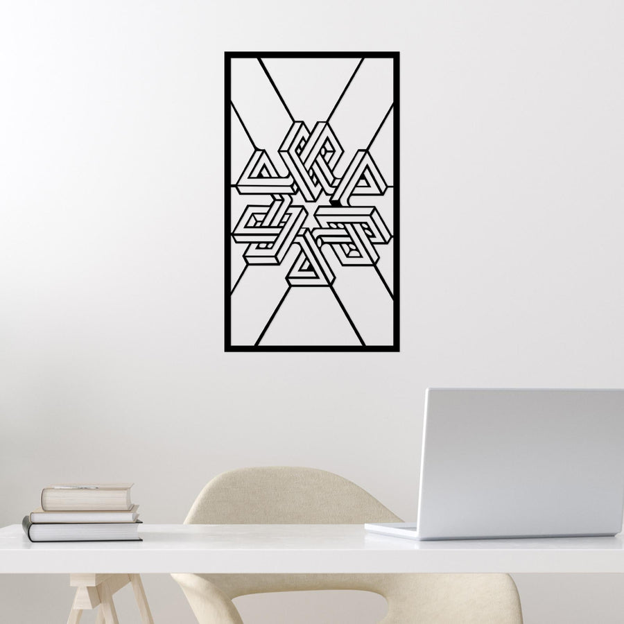 Geometrik Optik Metal Duvar Panosu - Siyah