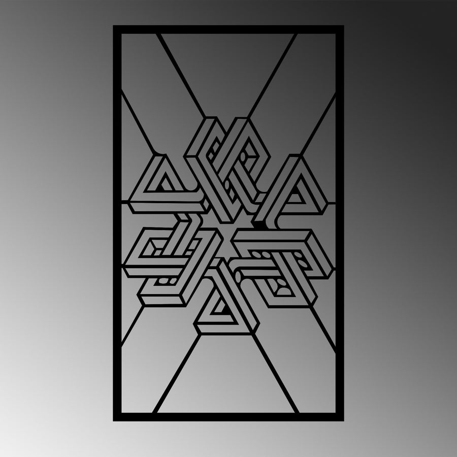 Geometrik Optik Metal Duvar Panosu - Siyah