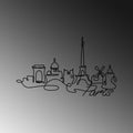 Paris Skyline Tel Metal Duvar Panosu - Siyah
