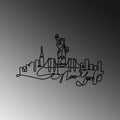 New York Skyline Tel Metal Duvar Panosu - Siyah
