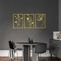 Botanik Metal Duvar Panosu 3'lü Set - Altin